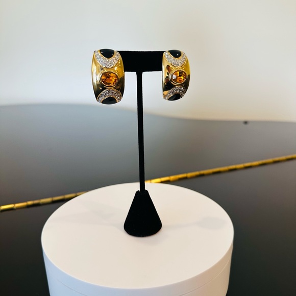 VOGUE BIJOUX VINTAGE RETRO ICONIC COUTURE LUXURY AUTHENTIC RUNWAY GLAM EARRINGS - Picture 12 of 17